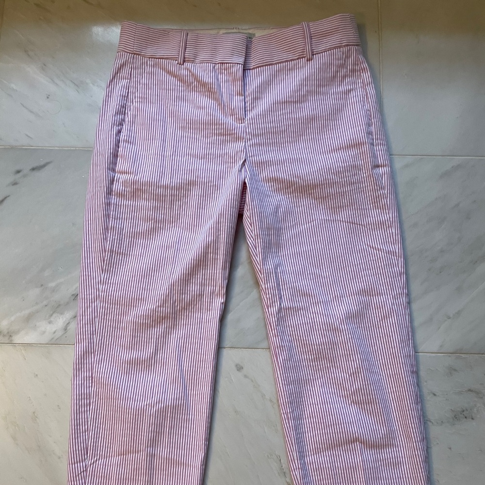 J.Crew pink seersucker pant, size 6P. NWT.